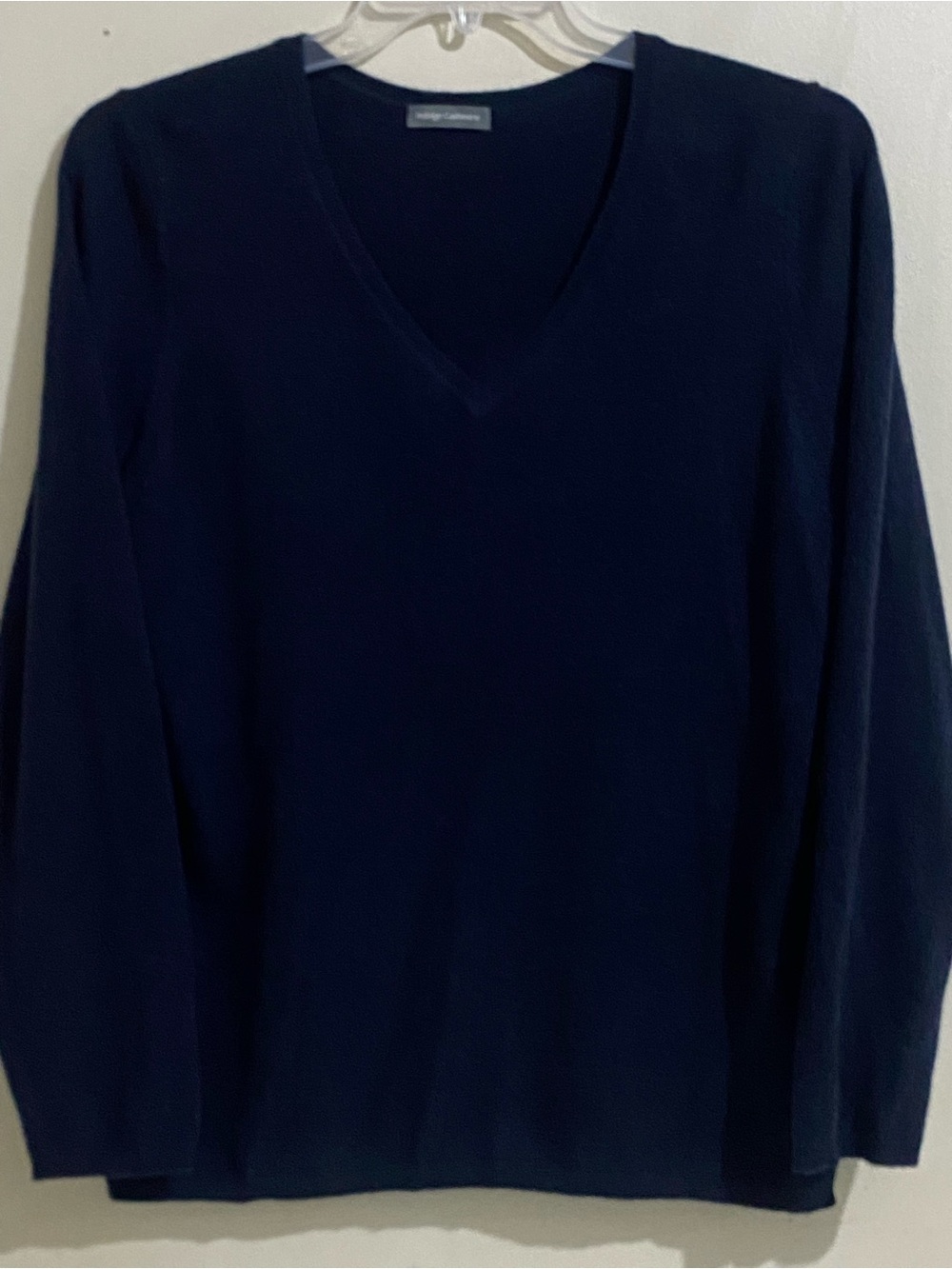 Women’s 100% Cashmere V-Neck Sweater Dark Blue Size 1X Indulge Cashmere